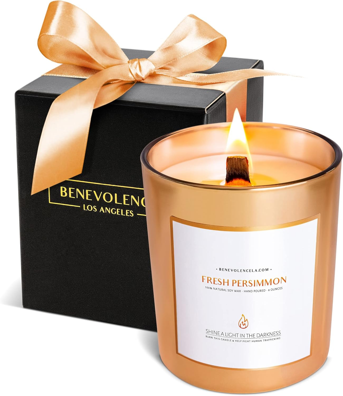 Bergamot & Jasmine Scented Candle | Soy Candles, Black Candle for Home | Gifts for Women and Men | Home Fragrance | Aromatherapy | 8Oz, 45 Hour Burn - Jasmine