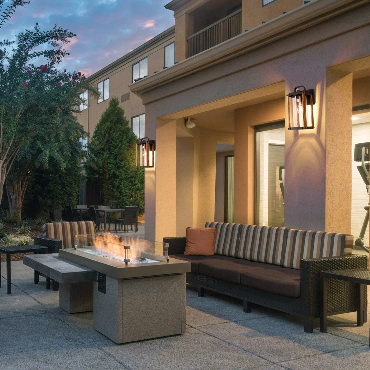 Elegant Outdoor Wood Grain Porch Lighting