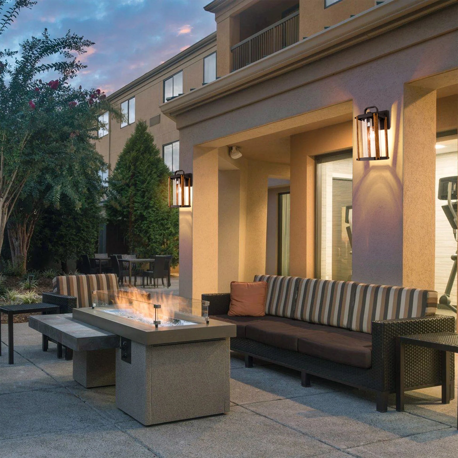 Elegant Outdoor Wood Grain Porch Lighting