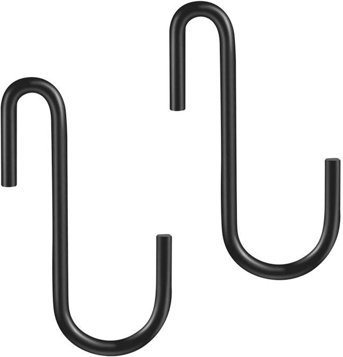 10-Pack Heavy-Duty Black S Hooks for Versatile Hanging Solutions in Kitchen, Bathroom, Bedroom, and Office - Ideal for Pans, Pots, Coats, Bags, and Plants (Small Size)