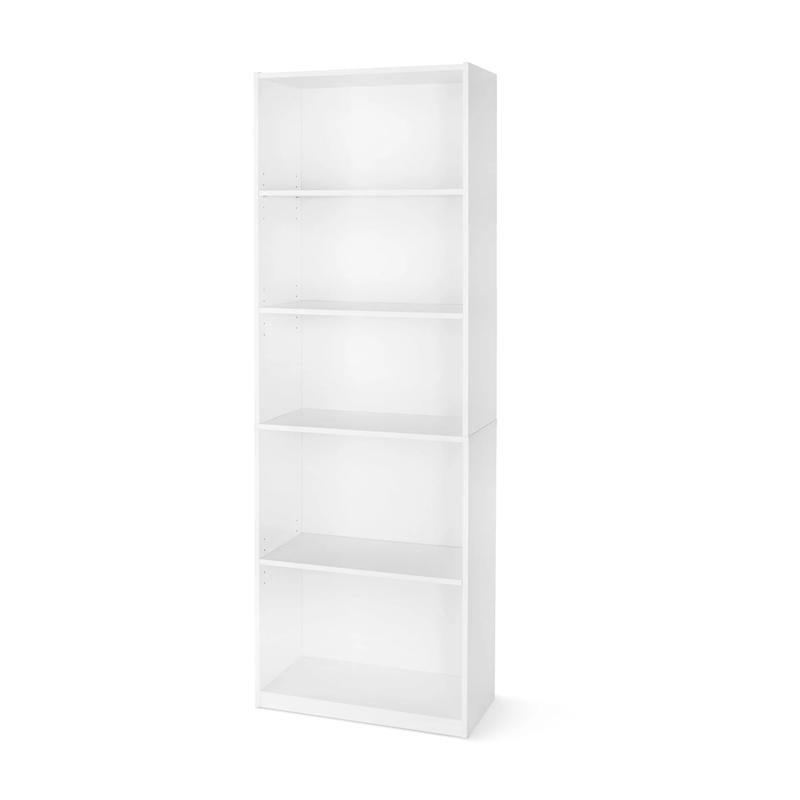 Mainstays 5-Shelf Bookcase with Adjustable Shelves in White for Versatile Storage Solutions