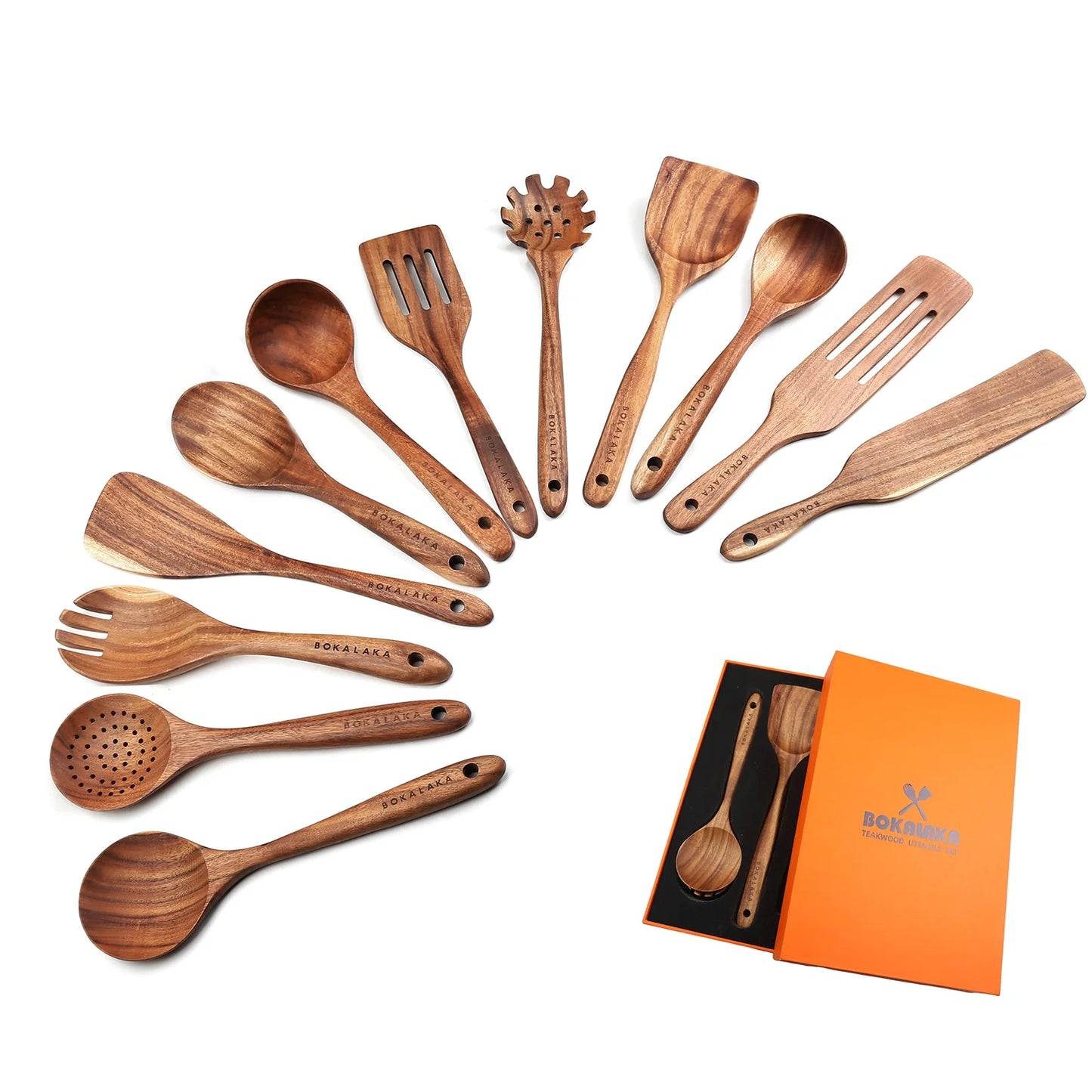 Premium 12-Piece Wooden Kitchen Utensils Set