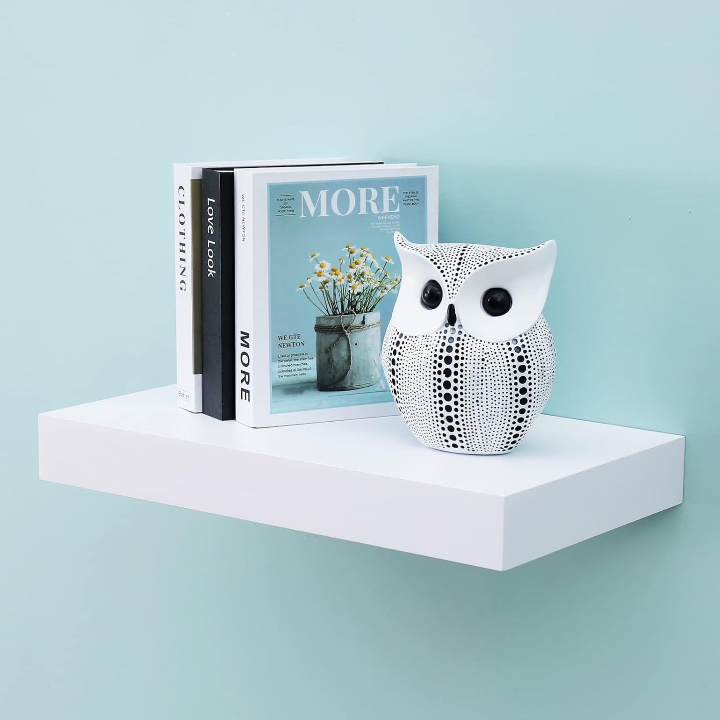 16-Inch White Mission Floating Shelves for Wall Mounting - Modern Wood Display and Book Shelves for Bedroom, Living Room, and Kitchen