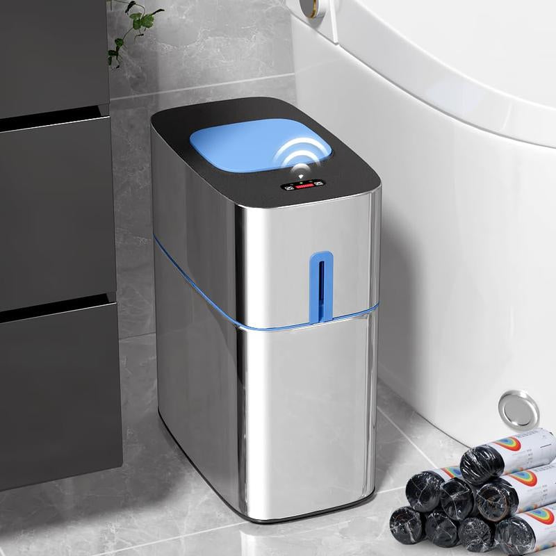 Automatic Touchless Stainless Steel Trash Can - Slim 3-Gallon Metal Bin with Motion Sensor for Kitchen, Bathroom, Bedroom, Laundry, and Office