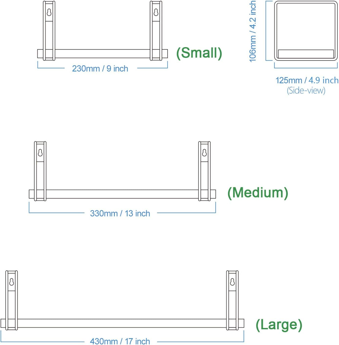 Set of 3 White Floating Wall Shelves - 17 Inch Rustic Wood Decorative Shelves for Bedroom, Bathroom, Laundry Room, Living Room, Kitchen, and Office