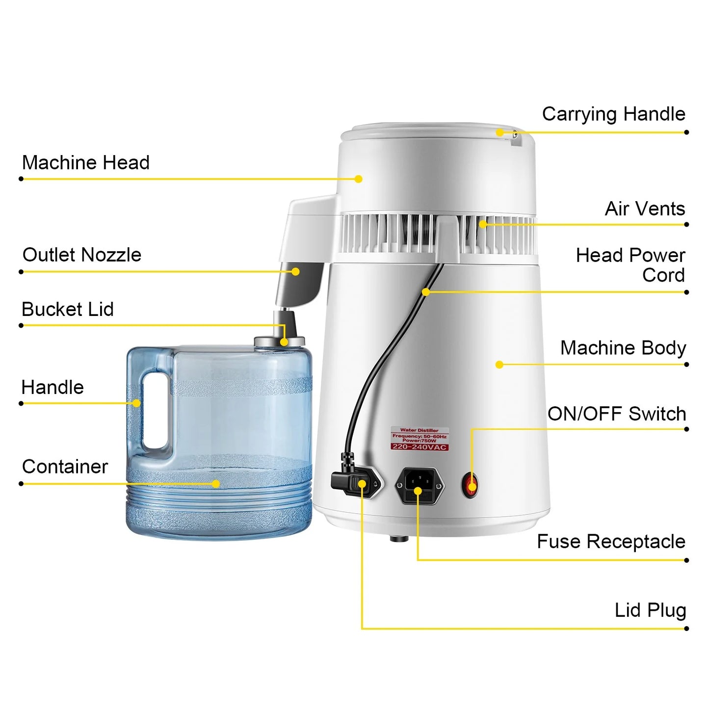 4L Stainless Steel Dental Medical Water Distiller - Latest Model